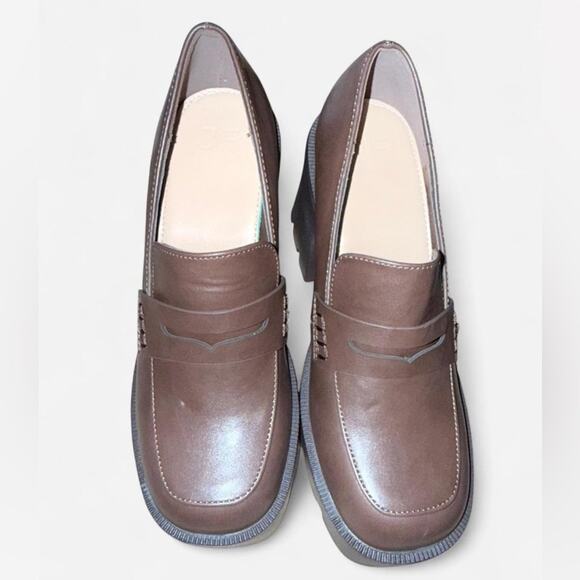 Chunky Brown Platform Loafers - Picture 3 of 5